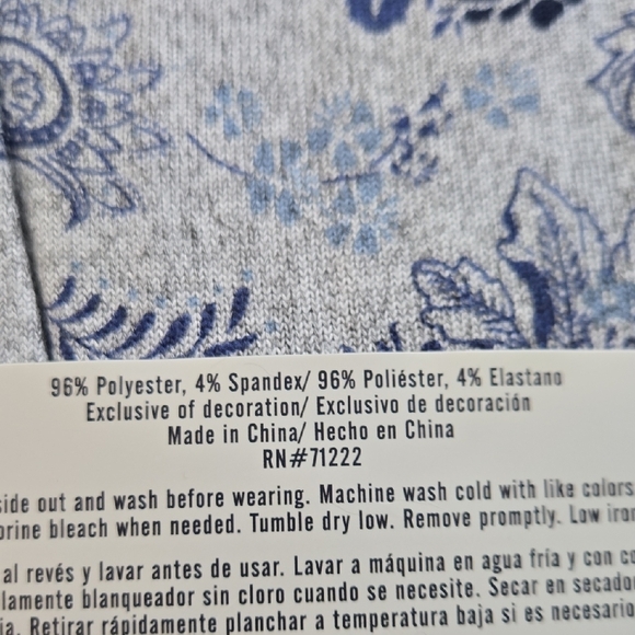 Lucky Brand Gray and Blue Floral 4 Pieces Pajama Set - Picture 5 of 6